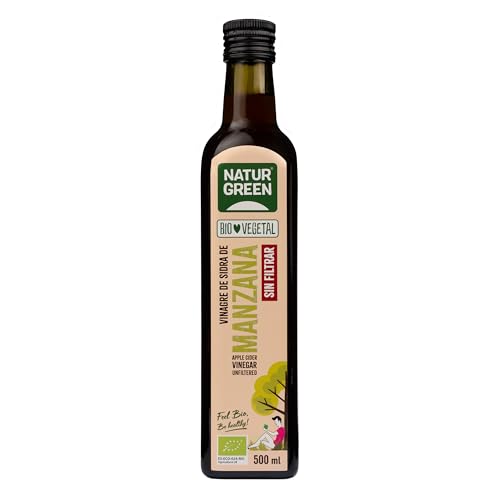 NaturGreen - Vinagre de Sidra de Manzana Bio, Sin Filtrar, Producto Ecológico, Acidificación Natural, Acidez 6% - 500 ml
