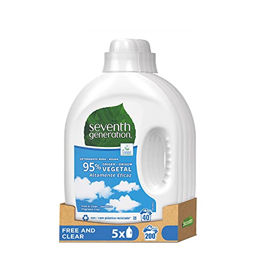 Seventh Generation Detergente Líquido Free and Clear 2L 40 lavados - Pack de 5