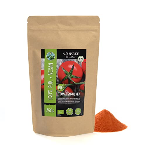 Tomate en polvo ecológico (250g), tomate molido procedente de cultivo ecológico controlado, 100% puro y natural