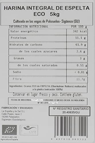 Harina Integral Ecológica de Trigo Espelta 5kg