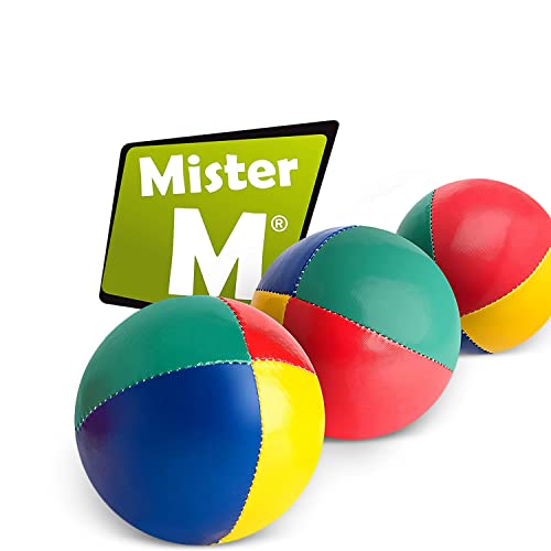 Mister M | Set con 3 Bolas de Malabares Fáciles de agarrar | Revestimiento Impermeable y Acolchado ecológico | Apto para Principiantes y Expertos | con App y videotutorial Online