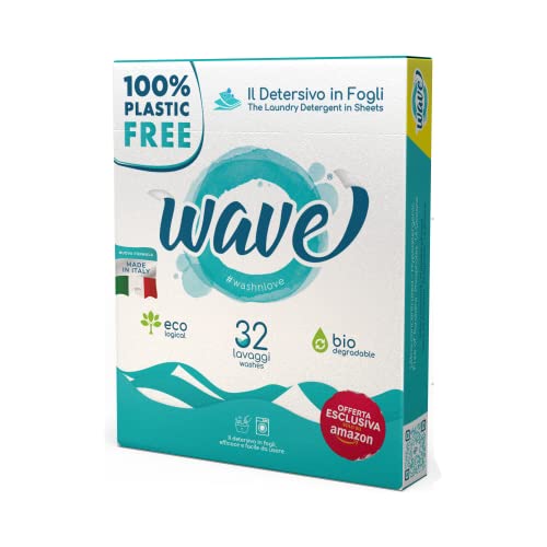 Wave Washing Classic – El Detergente en Hojas – 100% LIBRE DE PLÁSTICO – 32 lavados - Ecológico – Biodegradable – Compostable