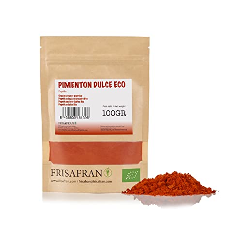 FRISAFRAN - Pimentón Ecológico en polvo | Alto nivel en vitaminas y minerales | Origen ESPAÑA - Dulce 100Gr