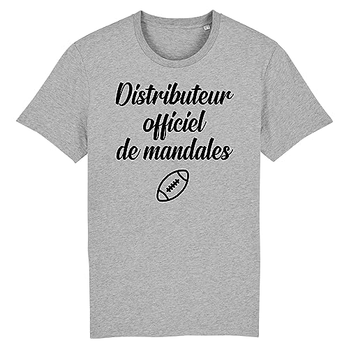 Camiseta Rugby Distribuidor Oficial de Mandales - Para Hombre - Fabricado en Francia - Algodón 100% orgánico - Regalo Rugby Original Rigolo, gris, M